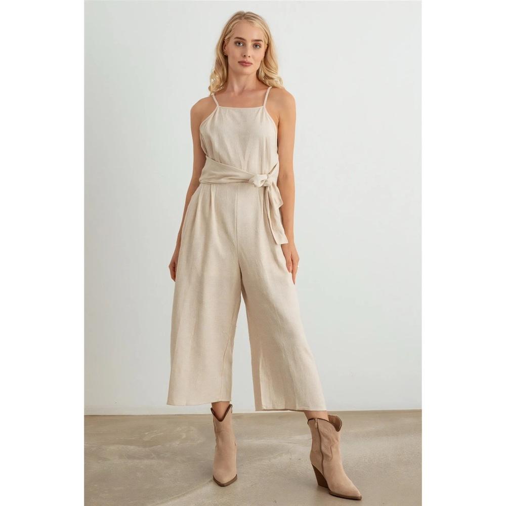 Three Birds Nest Linen Wide Leg Relaxed Jumpsuit - Picture 3 of 13